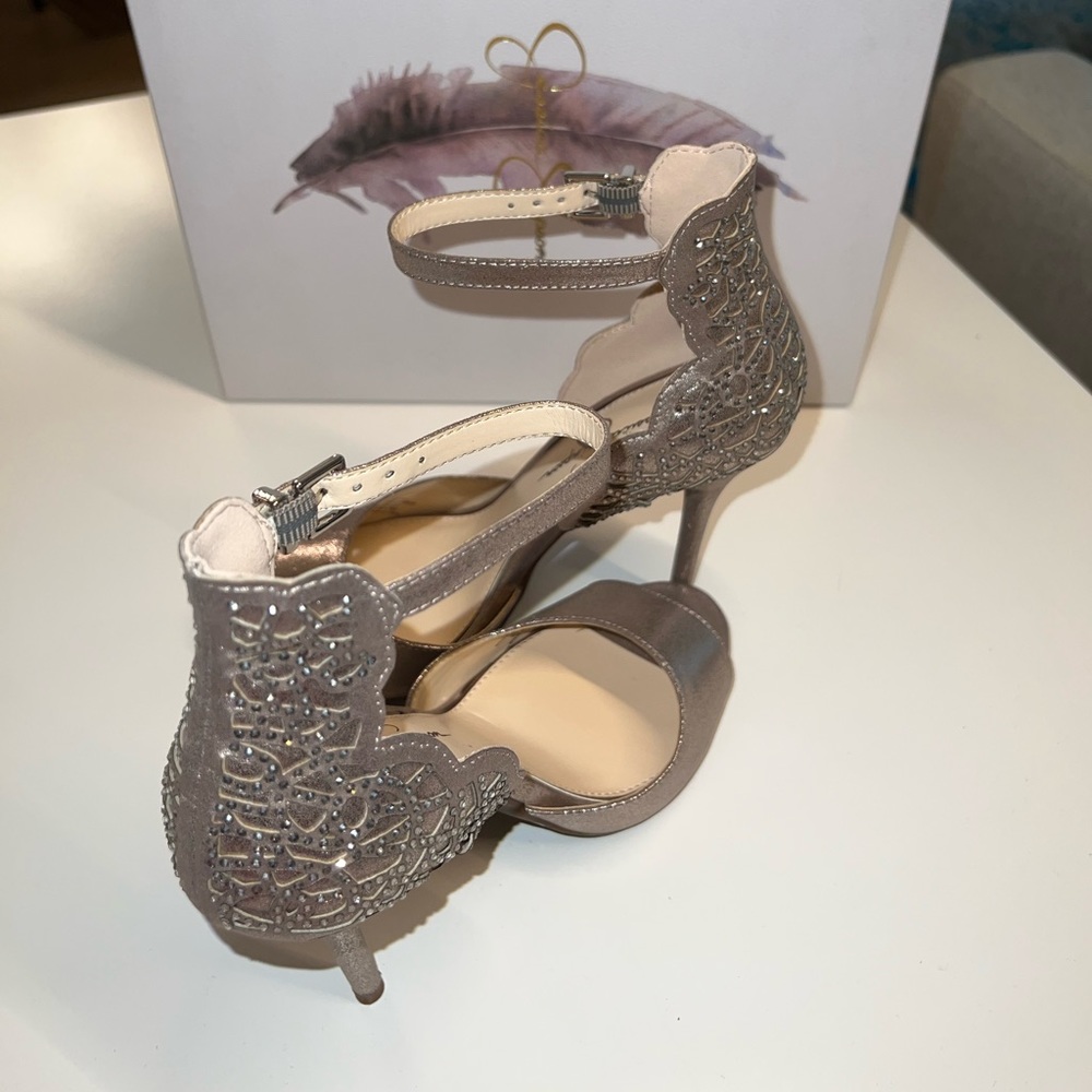 Gunmetal & rhinestone heels